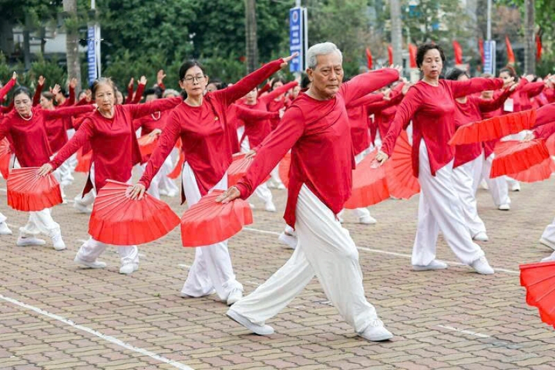Hanoi elderly set Vietnam record with mass paper fan dance performance